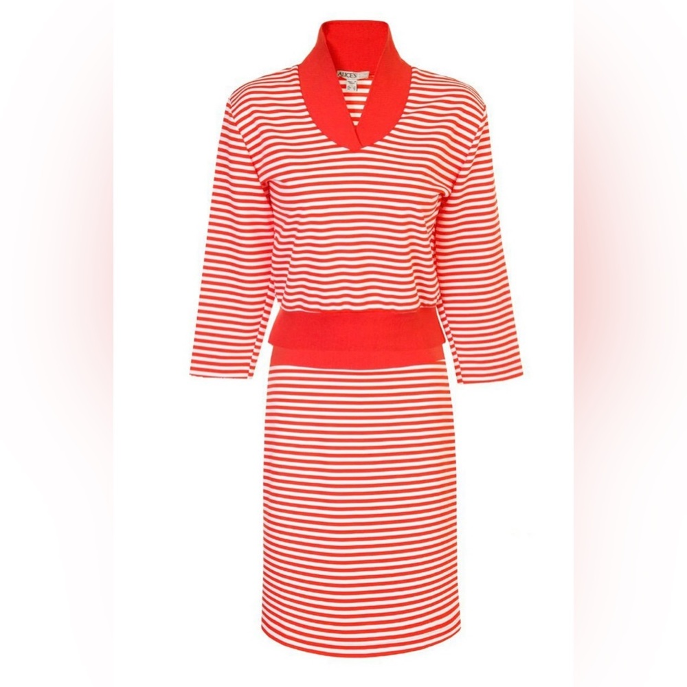 ALICE’S PIG Jenny’s Jersey 2-Piece Set Red White Stripe‎ Set US 4 NWT